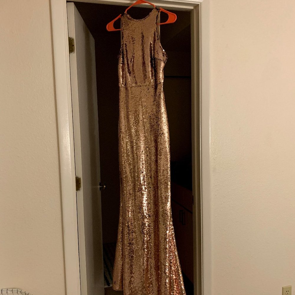 Lulus Notorious Rose Gold Sequin Maxi Dress